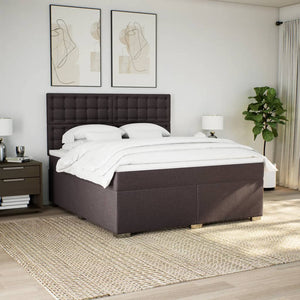 Κρεβάτι Boxspring με Στρώμα Σκούρο Καφέ 180x200 εκ Υφασμάτινο - Pakobazaar