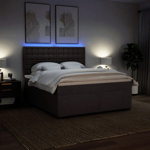 Κρεβάτι Boxspring με Στρώμα Σκούρο Καφέ 180x200 εκ Υφασμάτινο - Pakobazaar