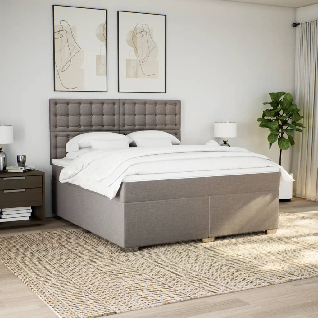 Κρεβάτι Boxspring με Στρώμα Taupe 180x200 εκ. Υφασμάτινο - Pakobazaar