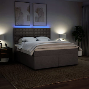 Κρεβάτι Boxspring με Στρώμα Taupe 180x200 εκ. Υφασμάτινο - Pakobazaar