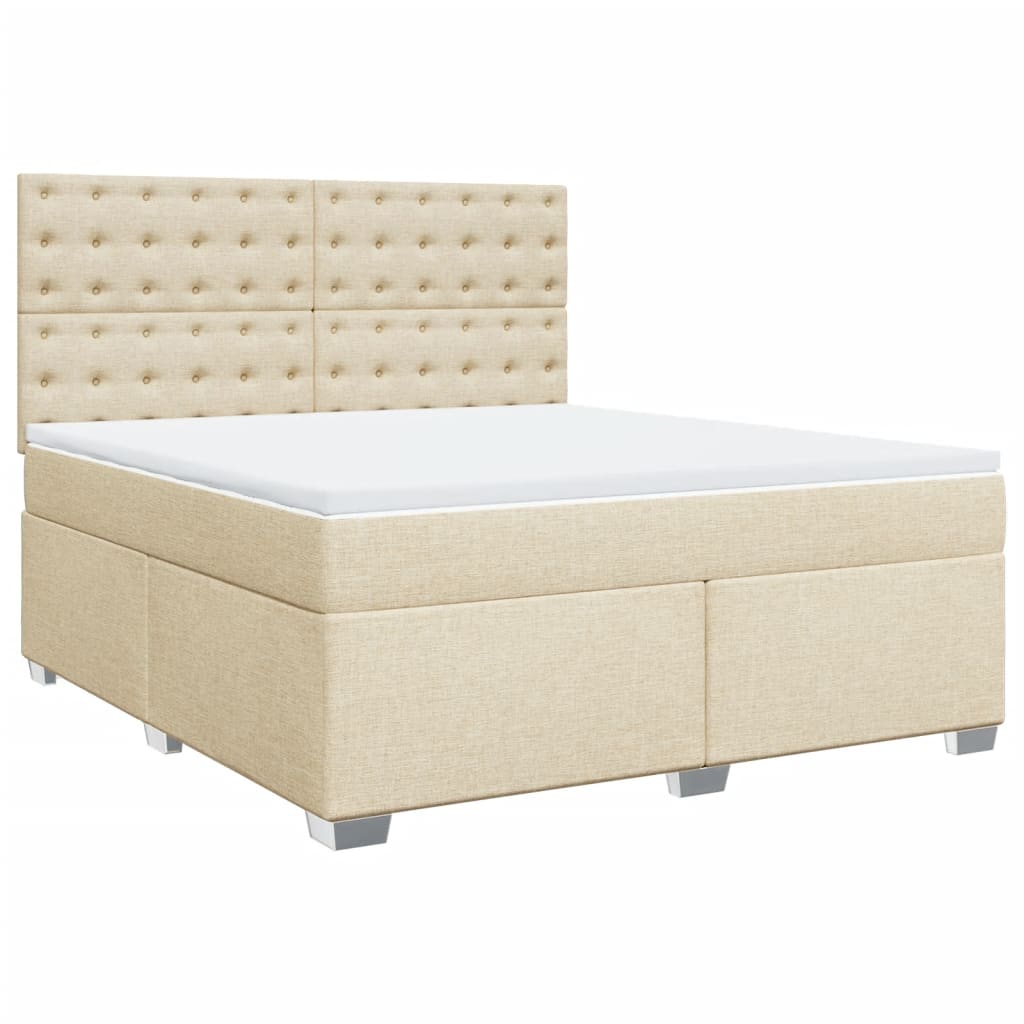Κρεβάτι Boxspring με Στρώμα Κρεμ 180x200 εκ. Υφασμάτινο