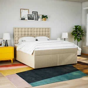 Κρεβάτι Boxspring με Στρώμα Κρεμ 180x200 εκ. Υφασμάτινο