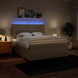 Κρεβάτι Boxspring με Στρώμα Κρεμ 180x200 εκ. Υφασμάτινο