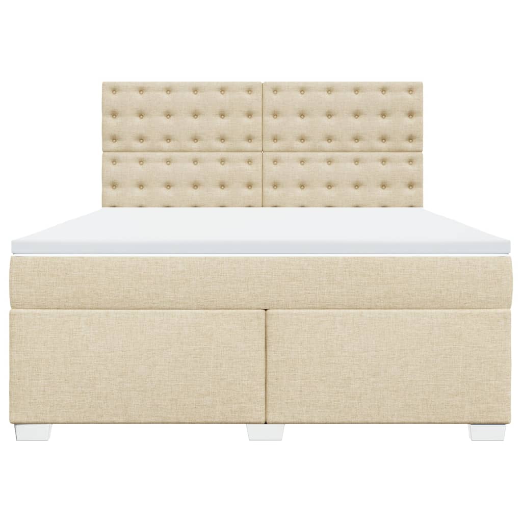 Κρεβάτι Boxspring με Στρώμα Κρεμ 180x200 εκ. Υφασμάτινο