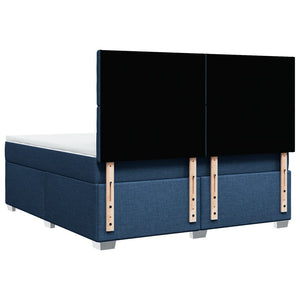 Κρεβάτι Boxspring με Στρώμα Μπλε 180x200 εκ. Υφασμάτινο - Pakobazaar