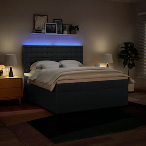 Κρεβάτι Boxspring με Στρώμα Μπλε 180x200 εκ. Υφασμάτινο - Pakobazaar