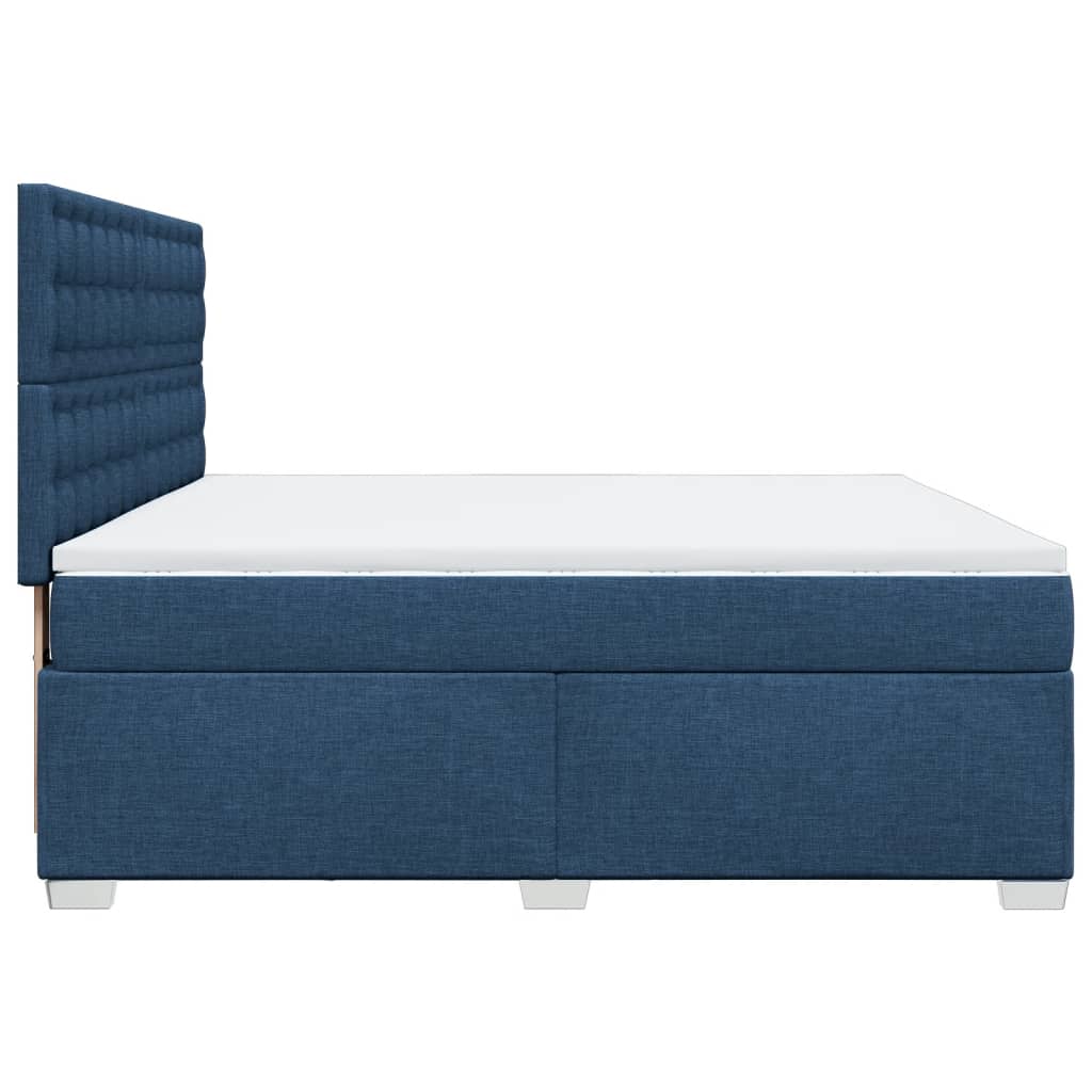 Κρεβάτι Boxspring με Στρώμα Μπλε 180x200 εκ. Υφασμάτινο - Pakobazaar