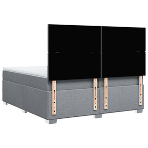 Κρεβάτι Boxspring με Στρώμα Ανοιχτό Γκρι 200x200 εκ. Υφασμάτινο - Pakobazaar
