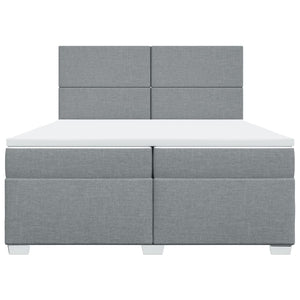 Κρεβάτι Boxspring με Στρώμα Ανοιχτό Γκρι 200x200 εκ. Υφασμάτινο - Pakobazaar