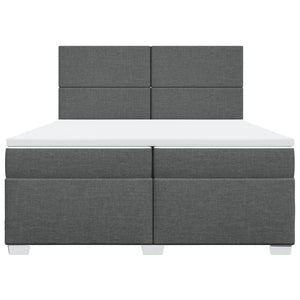 Κρεβάτι Boxspring με Στρώμα Σκούρο Γκρι 200x200 εκ. Υφασμάτινο - Pakobazaar