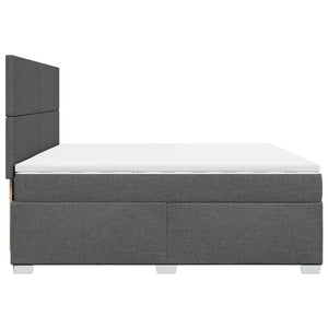 Κρεβάτι Boxspring με Στρώμα Σκούρο Γκρι 200x200 εκ. Υφασμάτινο - Pakobazaar