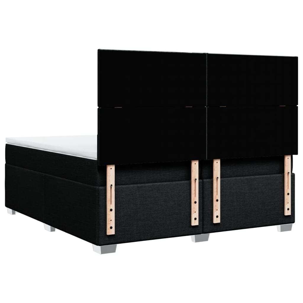 Κρεβάτι Boxspring με Στρώμα Μαύρο 200x200 εκ. Υφασμάτινο - Pakobazaar