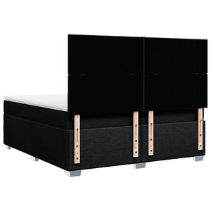 Κρεβάτι Boxspring με Στρώμα Μαύρο 200x200 εκ. Υφασμάτινο - Pakobazaar