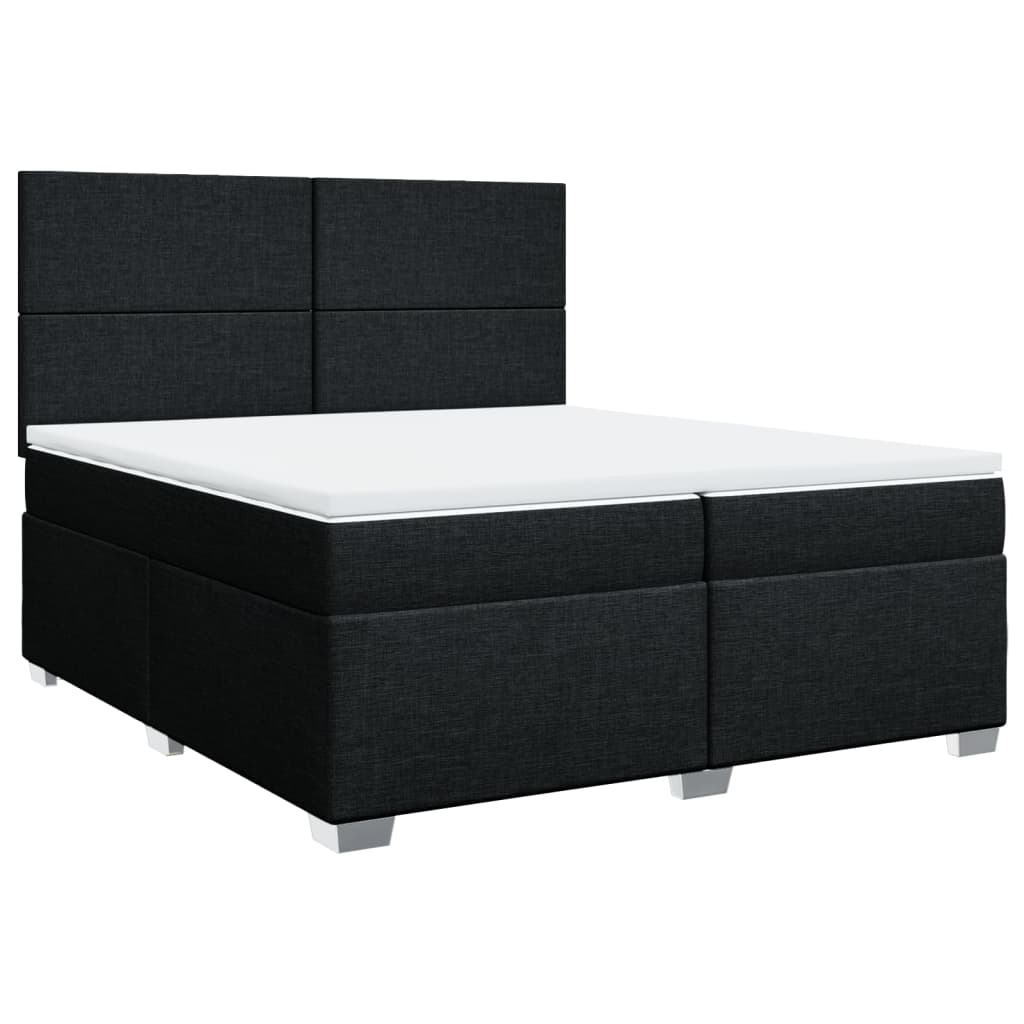 Κρεβάτι Boxspring με Στρώμα Μαύρο 200x200 εκ. Υφασμάτινο - Pakobazaar