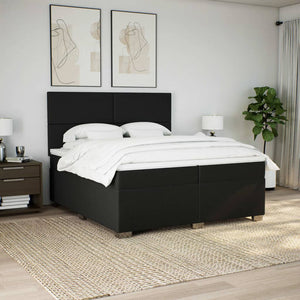 Κρεβάτι Boxspring με Στρώμα Μαύρο 200x200 εκ. Υφασμάτινο - Pakobazaar