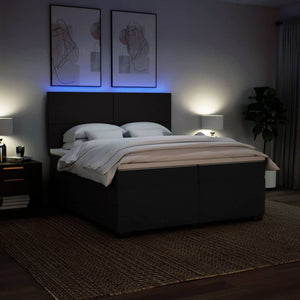 Κρεβάτι Boxspring με Στρώμα Μαύρο 200x200 εκ. Υφασμάτινο - Pakobazaar