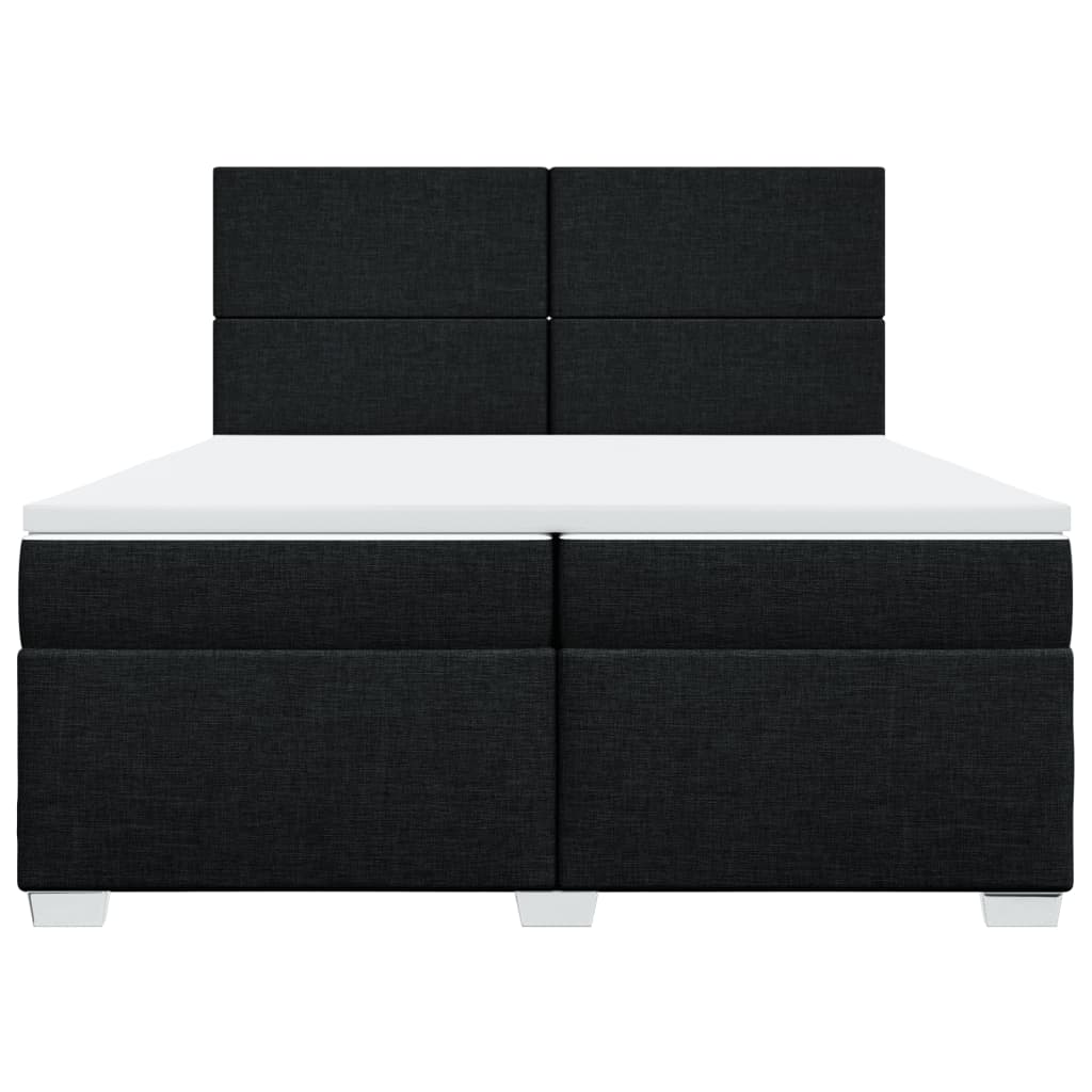 Κρεβάτι Boxspring με Στρώμα Μαύρο 200x200 εκ. Υφασμάτινο - Pakobazaar