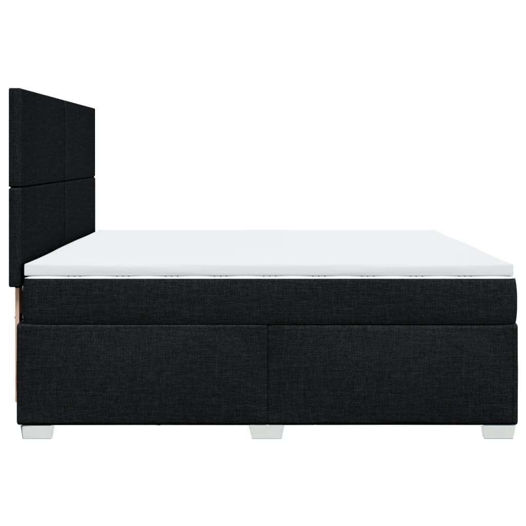 Κρεβάτι Boxspring με Στρώμα Μαύρο 200x200 εκ. Υφασμάτινο - Pakobazaar