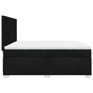 Κρεβάτι Boxspring με Στρώμα Μαύρο 200x200 εκ. Υφασμάτινο - Pakobazaar