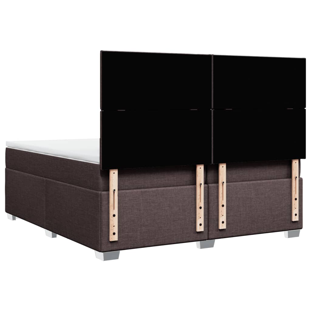 Κρεβάτι Boxspring με Στρώμα Σκούρο Καφέ 200x200 εκ. Υφασμάτινο - Pakobazaar