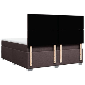 Κρεβάτι Boxspring με Στρώμα Σκούρο Καφέ 200x200 εκ. Υφασμάτινο - Pakobazaar