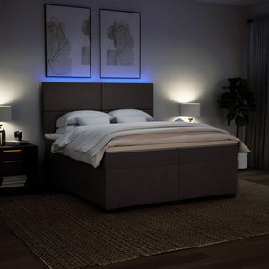Κρεβάτι Boxspring με Στρώμα Σκούρο Καφέ 200x200 εκ. Υφασμάτινο - Pakobazaar