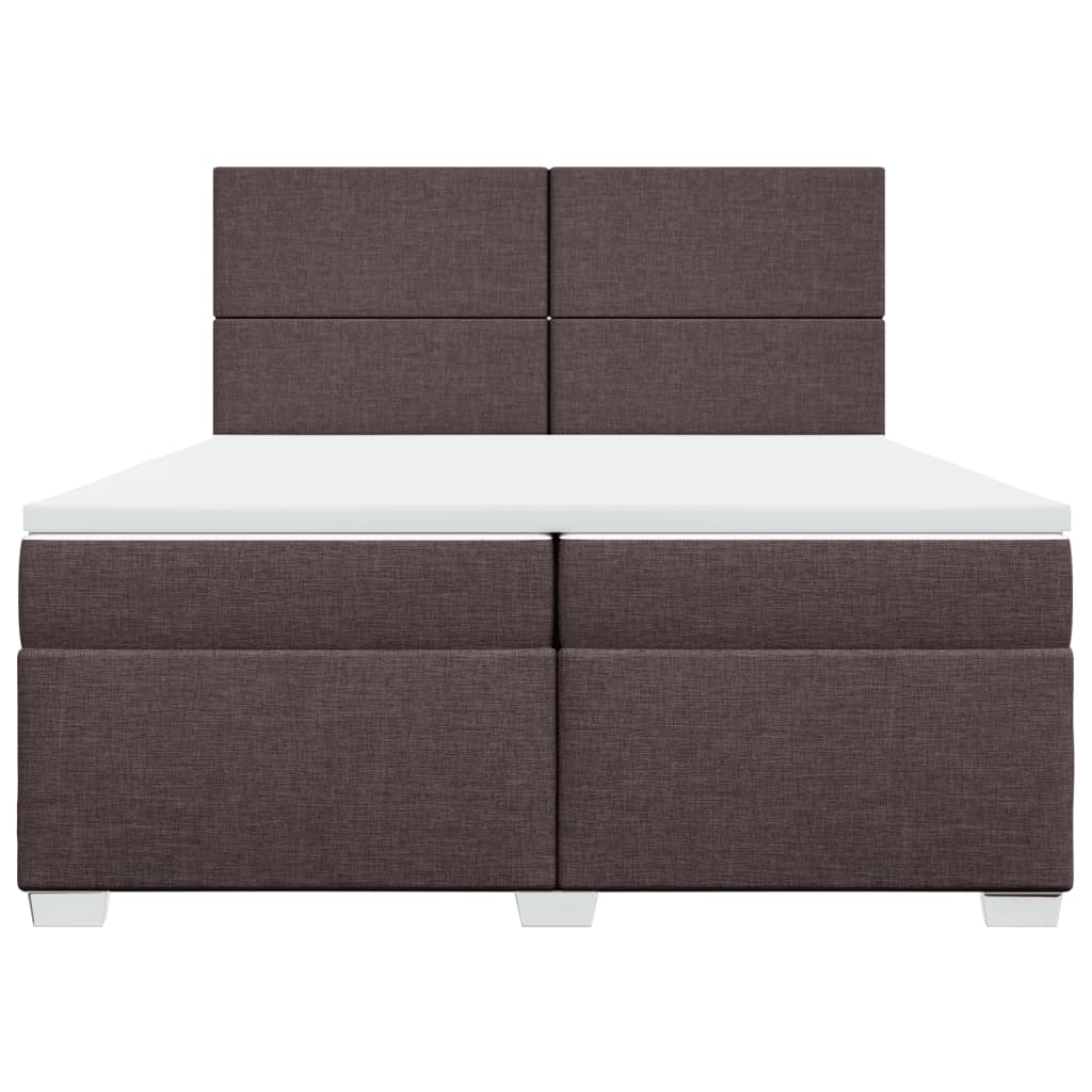 Κρεβάτι Boxspring με Στρώμα Σκούρο Καφέ 200x200 εκ. Υφασμάτινο - Pakobazaar