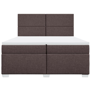 Κρεβάτι Boxspring με Στρώμα Σκούρο Καφέ 200x200 εκ. Υφασμάτινο - Pakobazaar