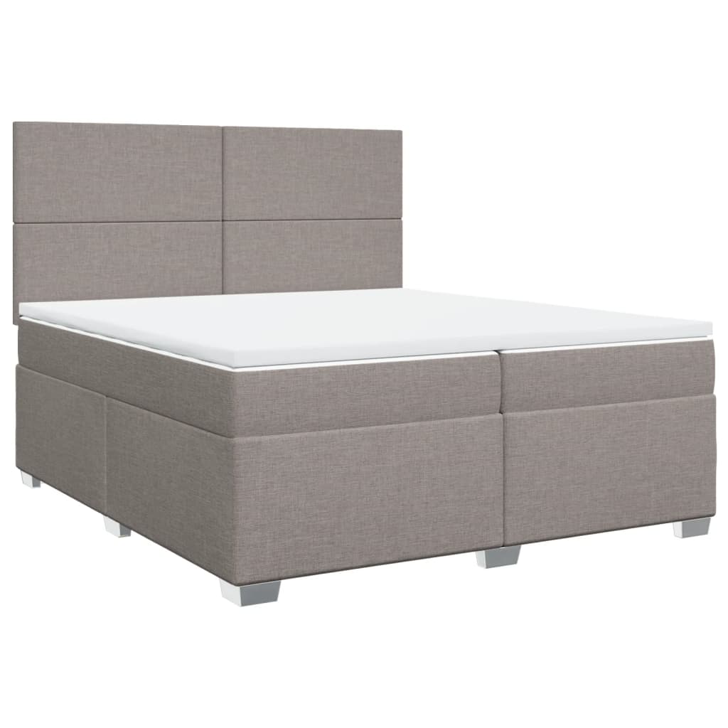 Κρεβάτι Boxspring με Στρώμα Taupe 200x200 εκ. Υφασμάτινο - Pakobazaar