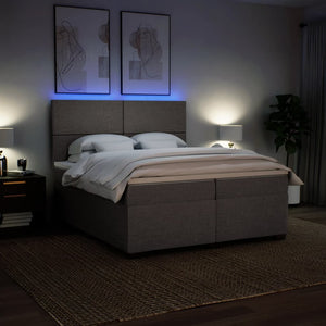Κρεβάτι Boxspring με Στρώμα Taupe 200x200 εκ. Υφασμάτινο - Pakobazaar