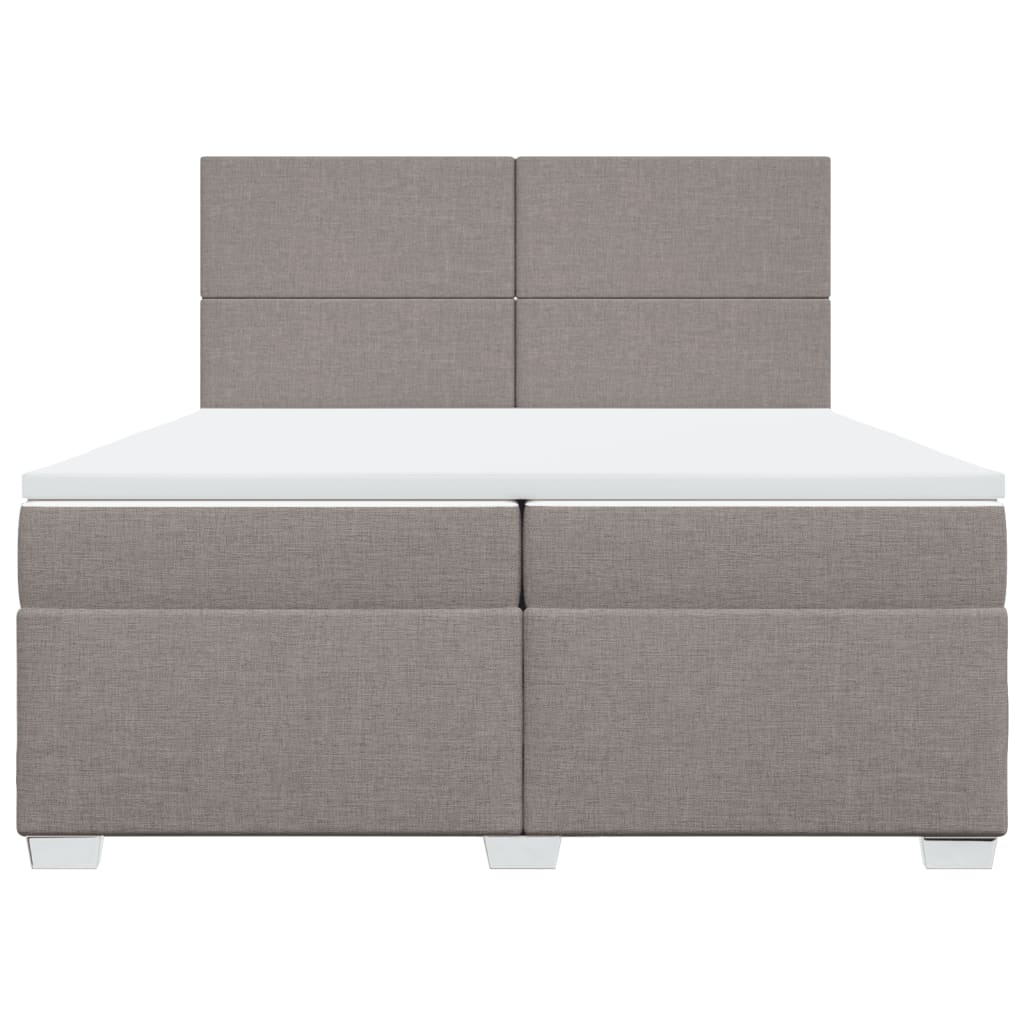 Κρεβάτι Boxspring με Στρώμα Taupe 200x200 εκ. Υφασμάτινο - Pakobazaar