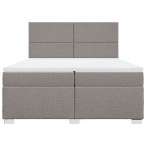 Κρεβάτι Boxspring με Στρώμα Taupe 200x200 εκ. Υφασμάτινο - Pakobazaar