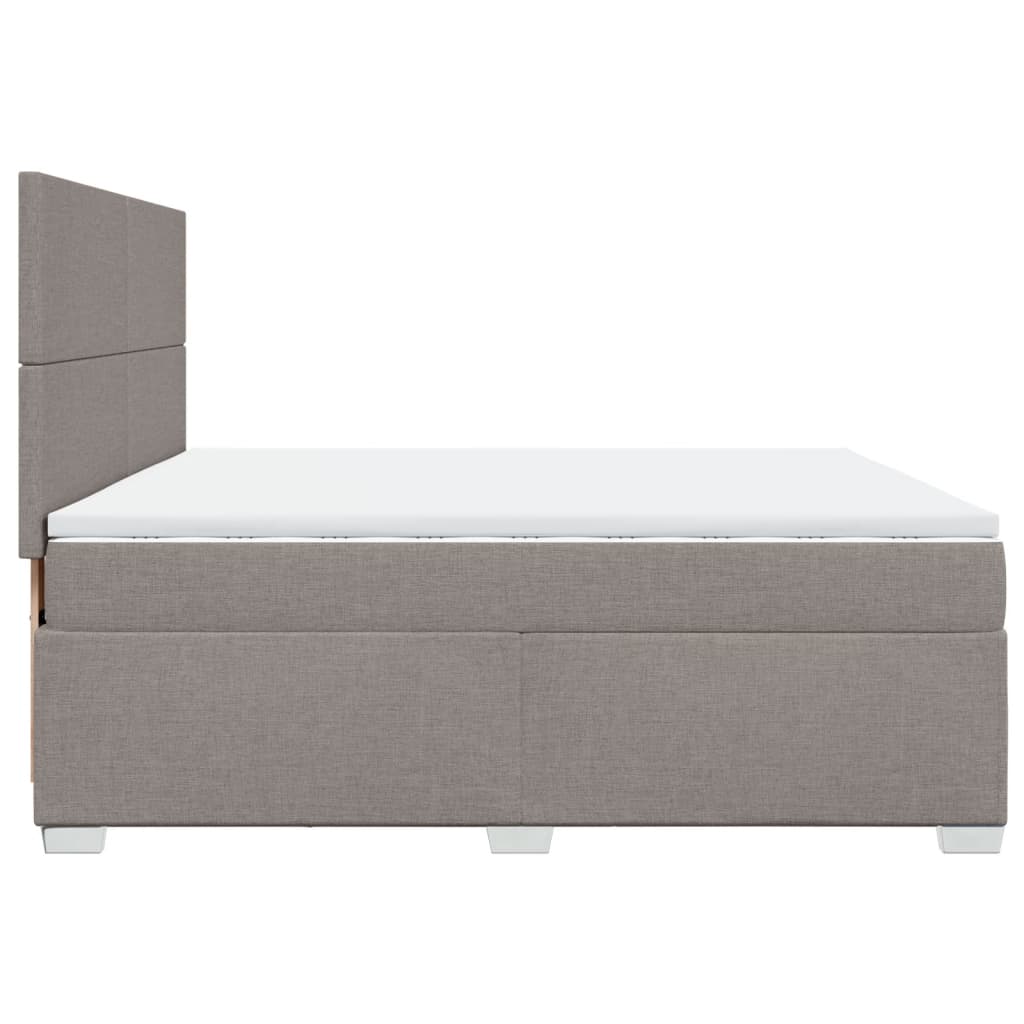 Κρεβάτι Boxspring με Στρώμα Taupe 200x200 εκ. Υφασμάτινο - Pakobazaar
