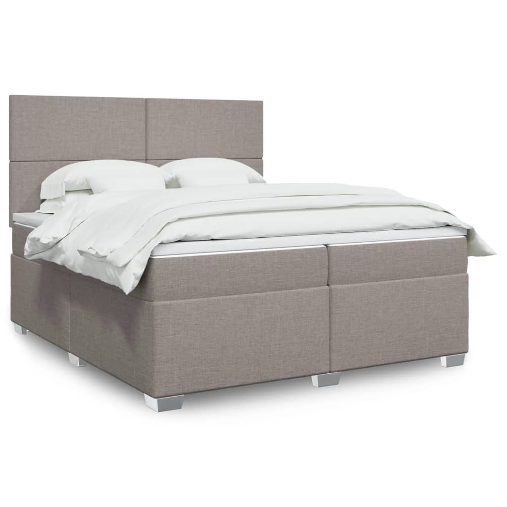 Κρεβάτι Boxspring με Στρώμα Taupe 200x200 εκ. Υφασμάτινο - Pakobazaar