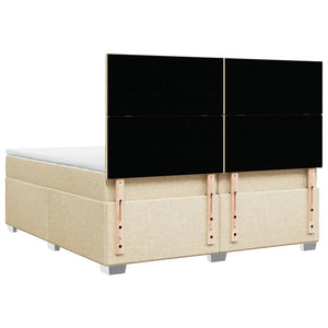 Κρεβάτι Boxspring με Στρώμα Κρεμ 200x200 εκ. Υφασμάτινο - Pakobazaar