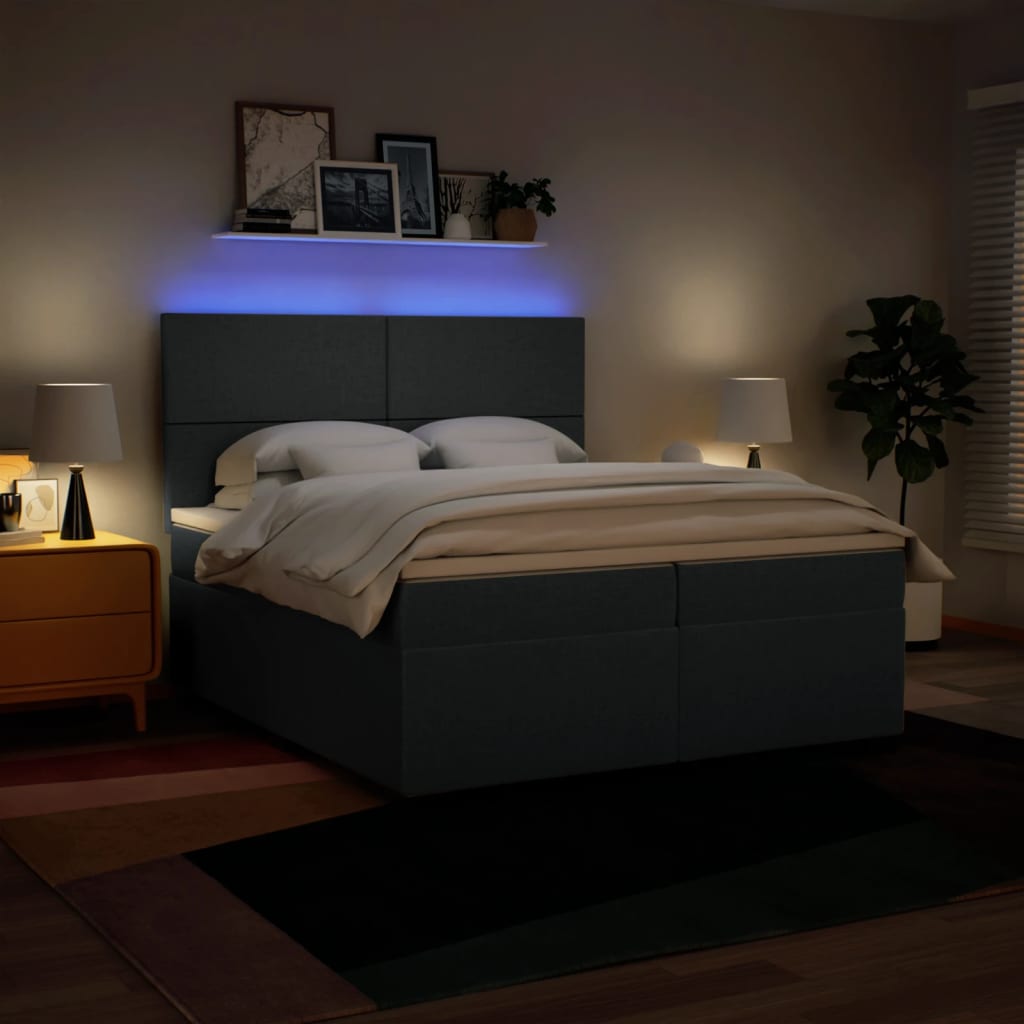 Κρεβάτι Boxspring με Στρώμα Μπλε 200x200 εκ. Υφασμάτινο - Pakobazaar