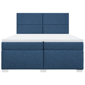 Κρεβάτι Boxspring με Στρώμα Μπλε 200x200 εκ. Υφασμάτινο - Pakobazaar