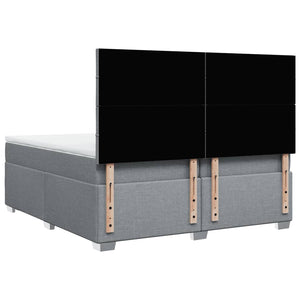 Κρεβάτι Boxspring με Στρώμα Ανοιχτό Γκρι 200x200 εκ. Υφασμάτινο - Pakobazaar