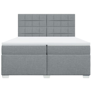 Κρεβάτι Boxspring με Στρώμα Ανοιχτό Γκρι 200x200 εκ. Υφασμάτινο - Pakobazaar
