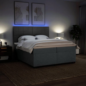 Κρεβάτι Boxspring με Στρώμα Σκούρο Γκρι 200x200 εκ. Υφασμάτινο - Pakobazaar