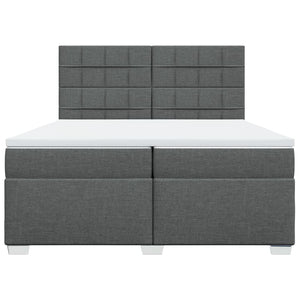 Κρεβάτι Boxspring με Στρώμα Σκούρο Γκρι 200x200 εκ. Υφασμάτινο - Pakobazaar