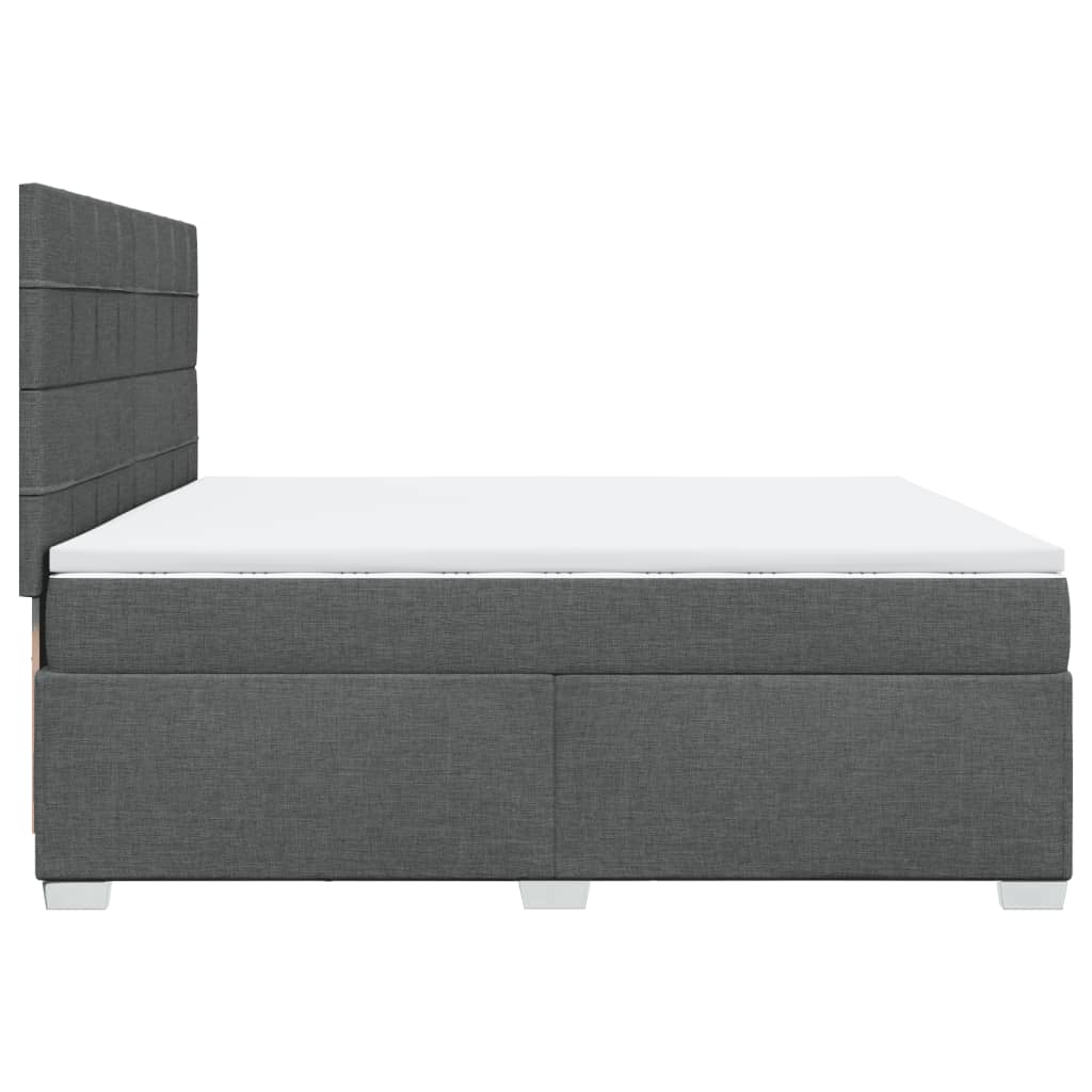 Κρεβάτι Boxspring με Στρώμα Σκούρο Γκρι 200x200 εκ. Υφασμάτινο - Pakobazaar