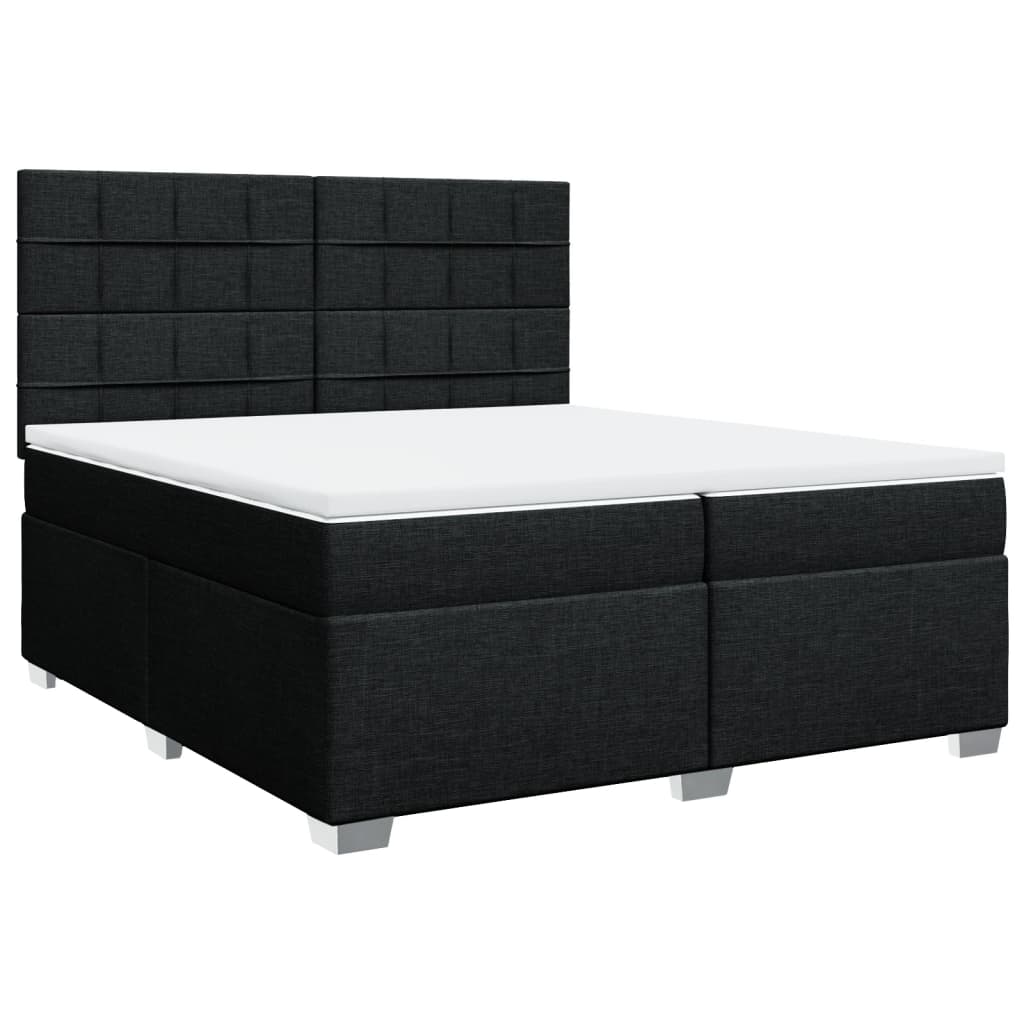 Κρεβάτι Boxspring με Στρώμα Μαύρο 200x200 εκ. Υφασμάτινο - Pakobazaar