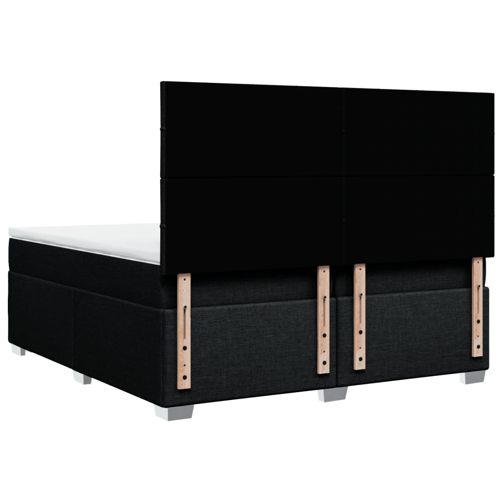 Κρεβάτι Boxspring με Στρώμα Μαύρο 200x200 εκ. Υφασμάτινο - Pakobazaar