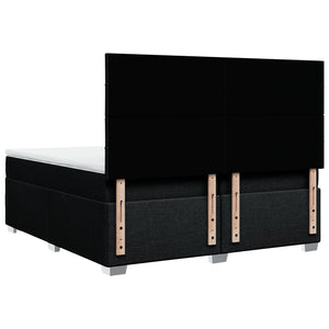 Κρεβάτι Boxspring με Στρώμα Μαύρο 200x200 εκ. Υφασμάτινο - Pakobazaar