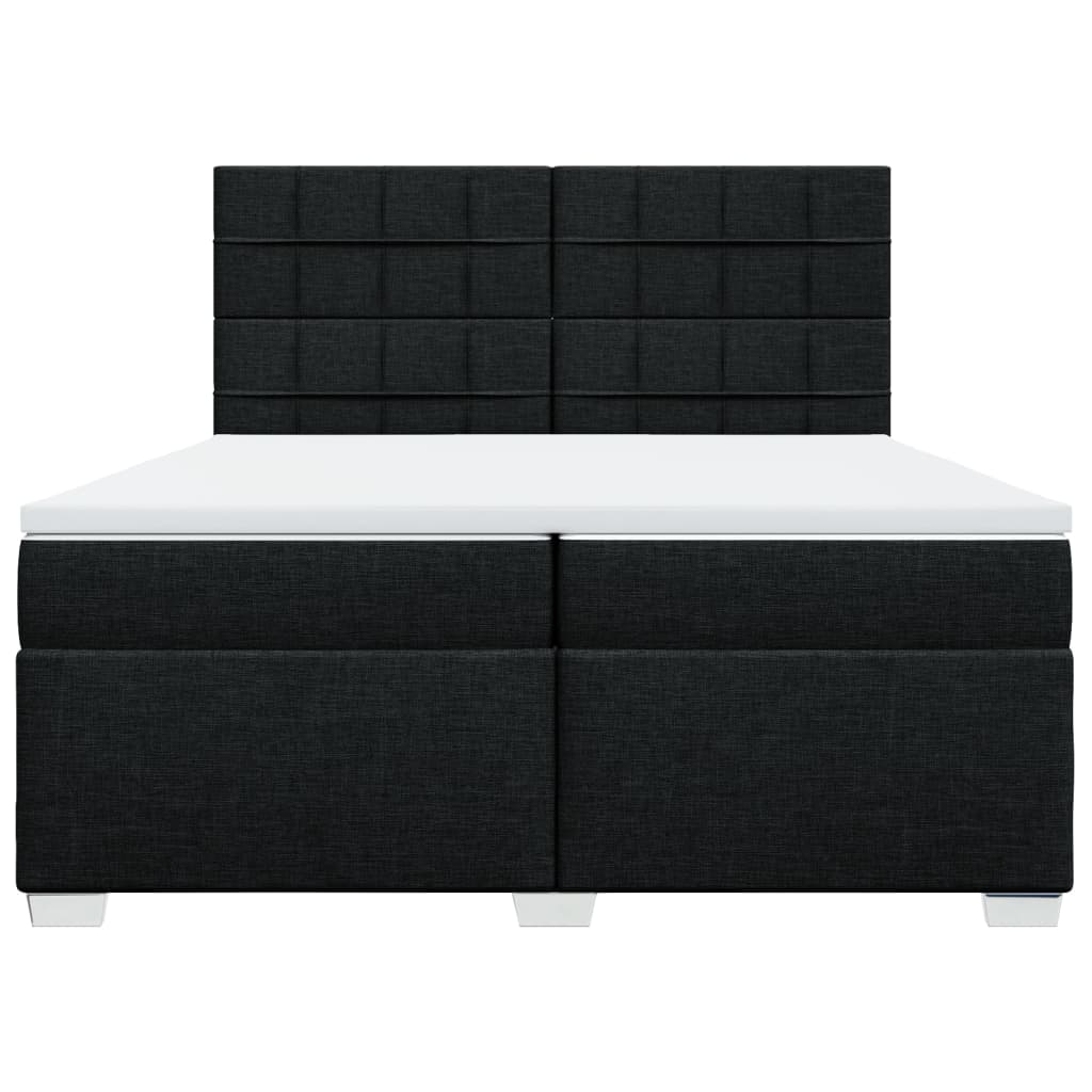 Κρεβάτι Boxspring με Στρώμα Μαύρο 200x200 εκ. Υφασμάτινο - Pakobazaar