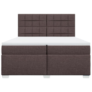 Κρεβάτι Boxspring με Στρώμα Σκούρο Καφέ 200x200 εκ. Υφασμάτινο - Pakobazaar