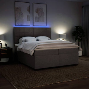 Κρεβάτι Boxspring με Στρώμα Taupe 200x200 εκ. Υφασμάτινο - Pakobazaar