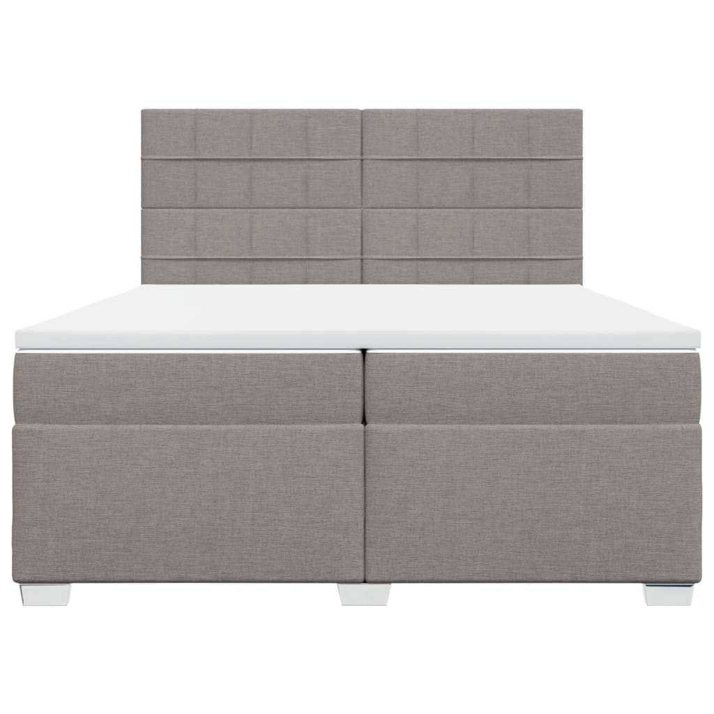 Κρεβάτι Boxspring με Στρώμα Taupe 200x200 εκ. Υφασμάτινο - Pakobazaar