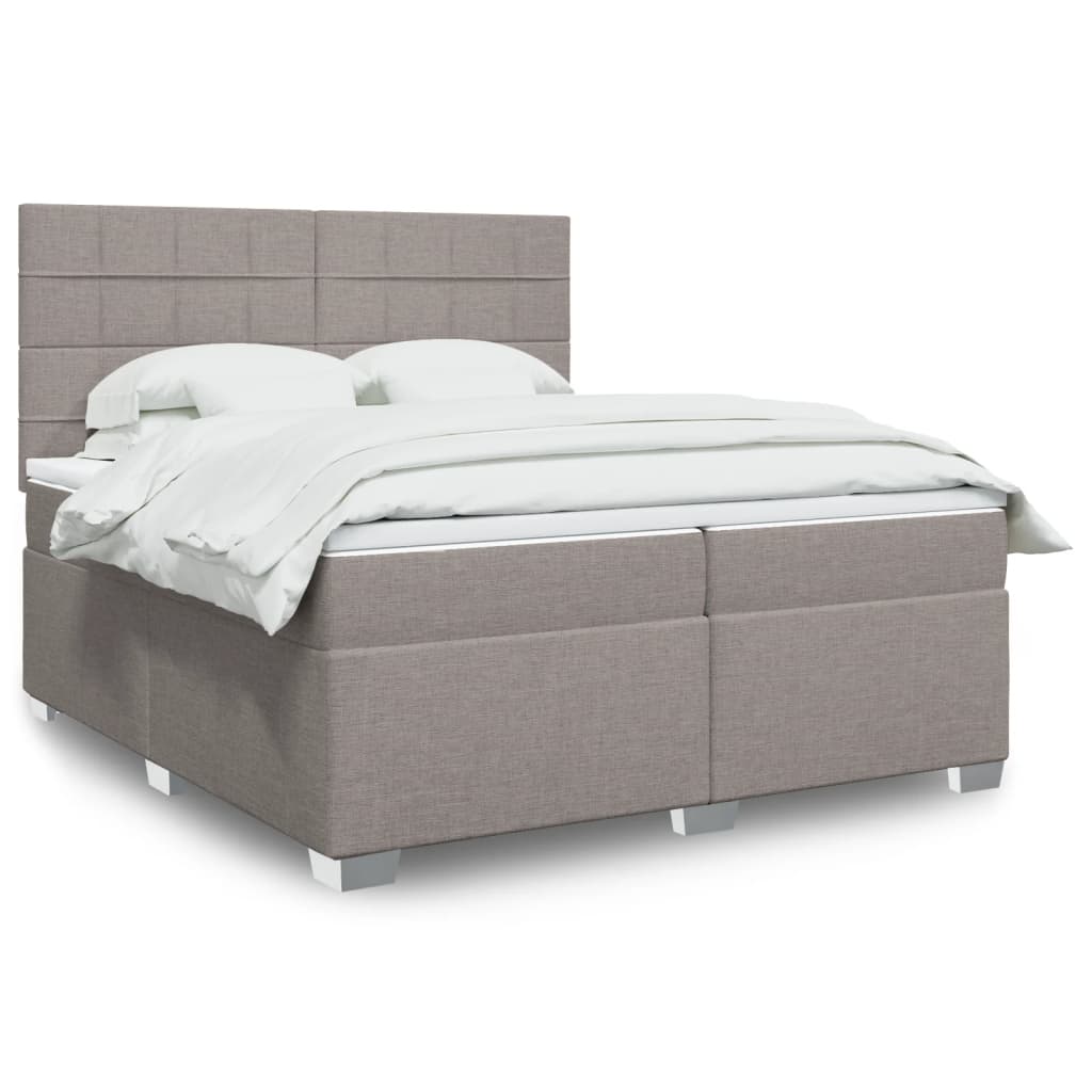 Κρεβάτι Boxspring με Στρώμα Taupe 200x200 εκ. Υφασμάτινο - Pakobazaar